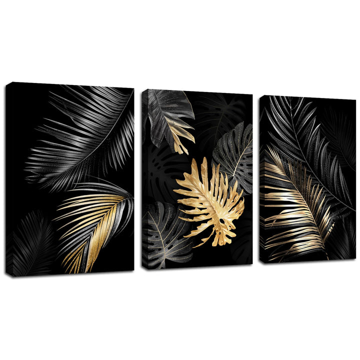 FajerminArt 3 Teilig Leinwandbilder Bilder Abstrakt Schwarzes Gold Baum bild auf leinwand Wandkunst