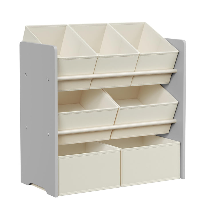 SONGMICS Kinderregal, Spielzeugregal, Bücherregal Kinder, mit 7 Aufbewahrungsboxen aus Vliesstoff, K