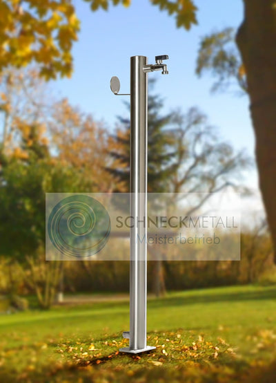 Wasserzapfstelle Edelstahl Wasserzapfsäule Ø60mm 85cm Schlauchhalter WS6085SH