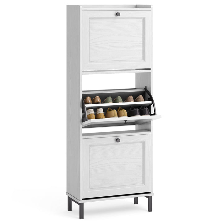 Bealife Schuhregal mit 3 Klapptüren, doppelte Tiefe, schmaler Organizer für den Eingang, 50 x 118 x