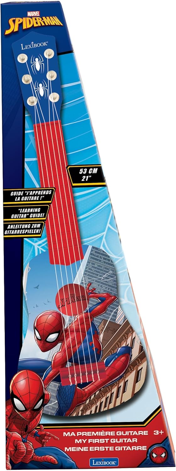 Lexibook Marvel Spider-Man Peter Parker Meine erste Gitarre, 6 Nylonschnüre, 53 cm, Anleitung inklus