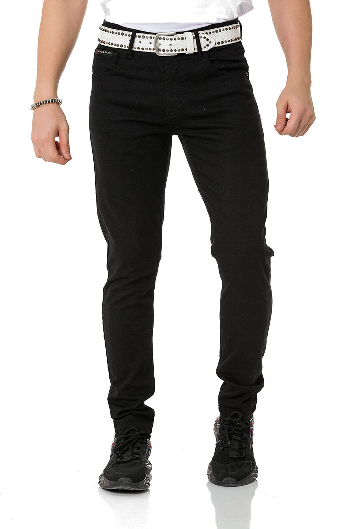 Cipo & Baxx Herren Jeans & Freizeithose | Used Look, Ziernähte, Logo Stickerei, Kontrastnähten, Bike