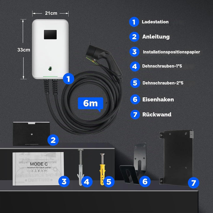 Morec 11kw ev Ladegerät 16A Dreiphasig EV Ladestation Wallbox EU Standard Typ 2 IEC 62196-2 Stecker