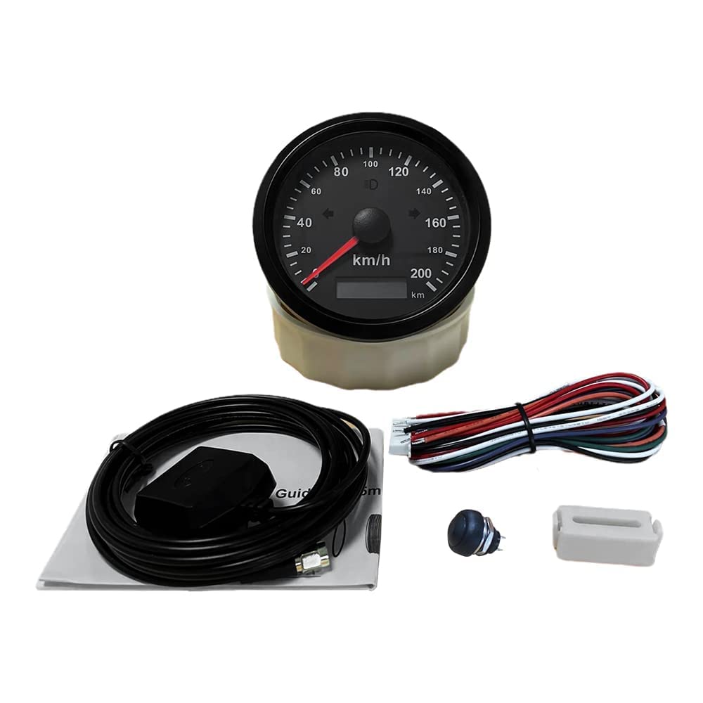 ELING GPS Tacho 200 km/h für Auto Motorrad ODO Kilometerstand 85 mm 12 V 24 V wasserdicht schwarz+sc