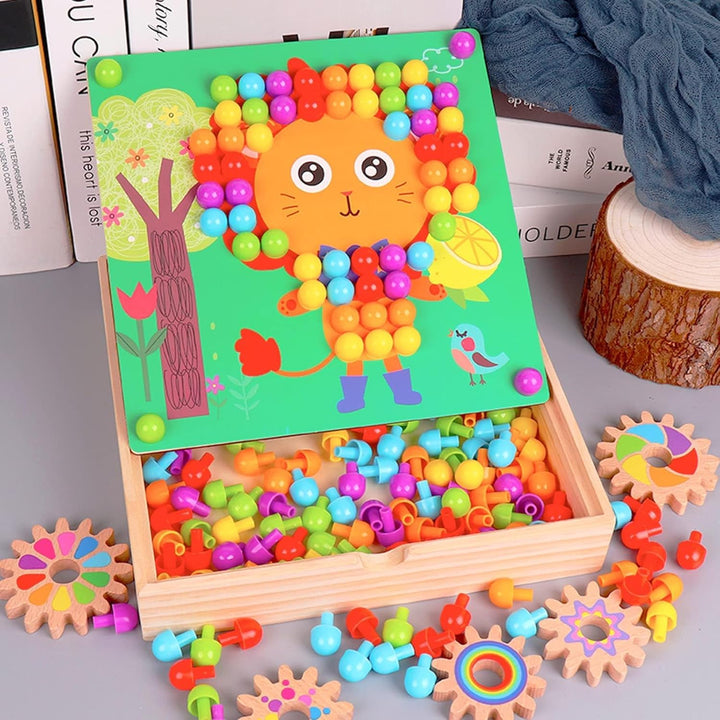 Mosaik Steckspiel für Kinder für 2,3,4,5 Jahre |Mosaik Pegboardmit 180 Steckperlen, 5 Gängen und 20