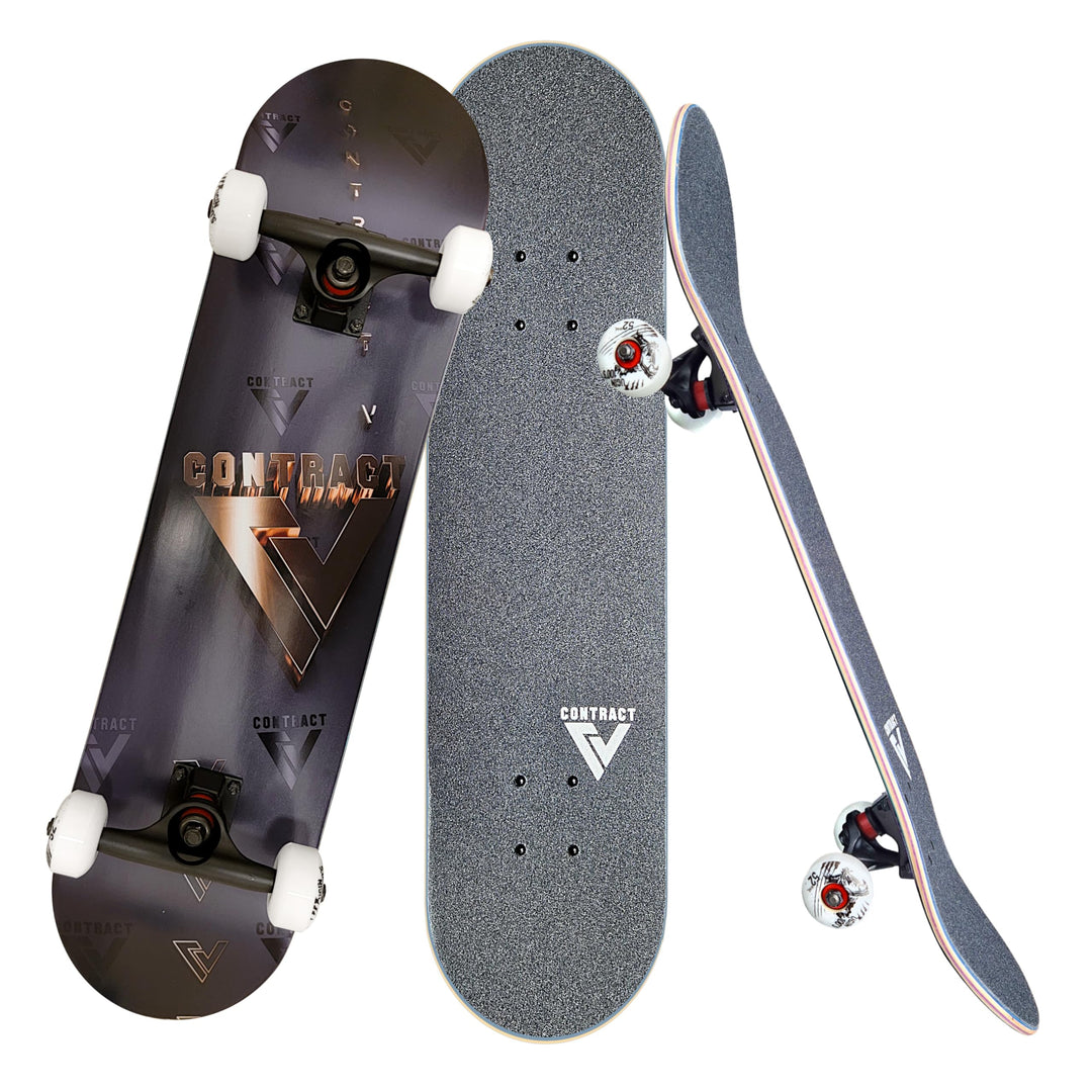Komplett Skateboard Gold Logo - für Kinder und Jugendliche - 7-lagiges Ahornholz Deck - Medium Conca