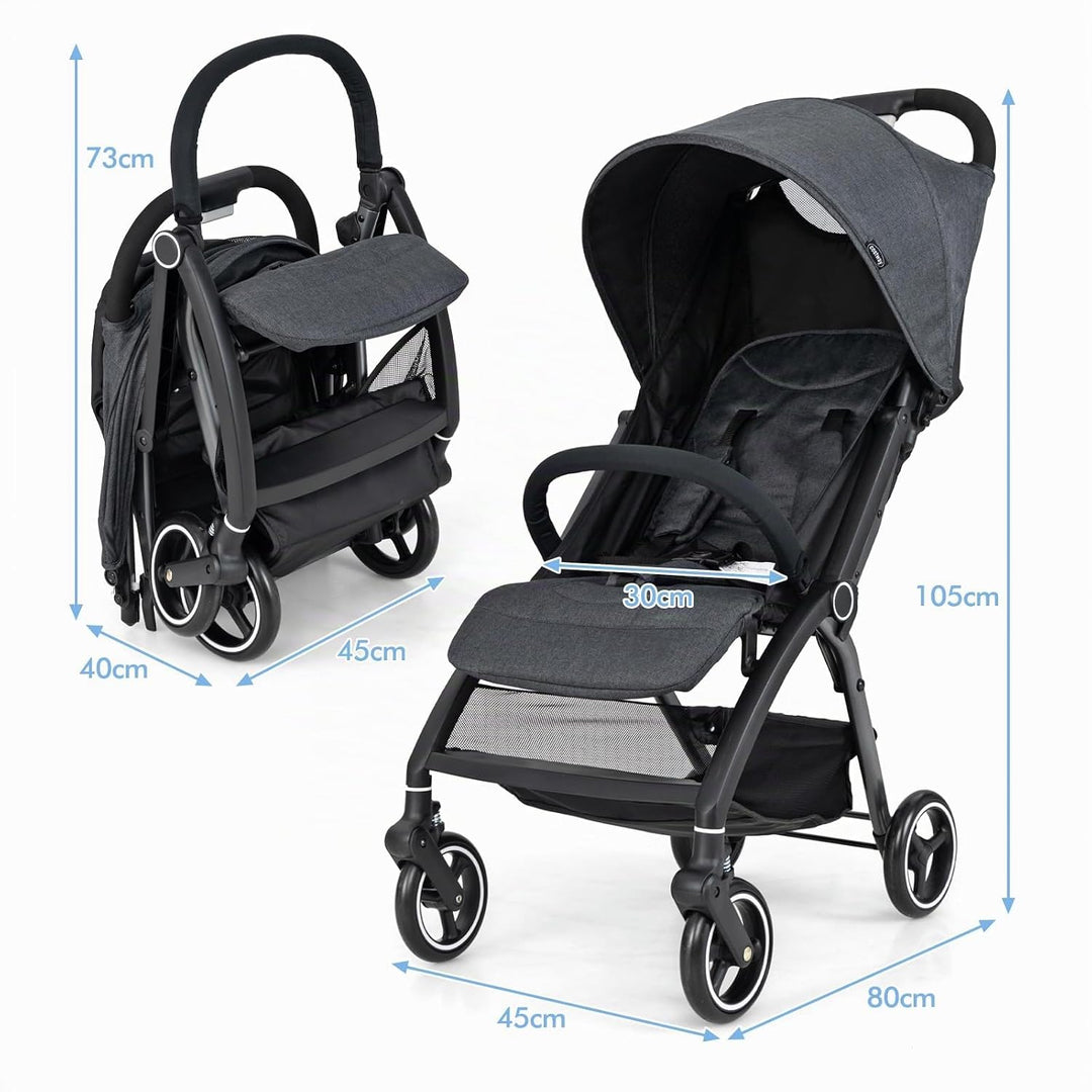 LIFEZEAL Faltbarer Kinderwagen mit neigbarer Rückenlehne, Kinderbuggy mit verstellbarem Sonnendach,