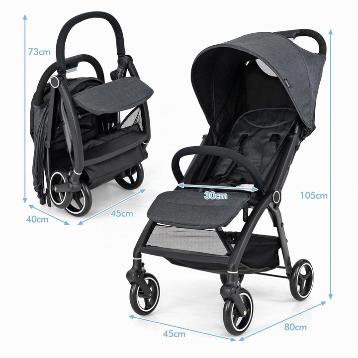 LIFEZEAL Faltbarer Kinderwagen mit neigbarer Rückenlehne, Kinderbuggy mit verstellbarem Sonnendach,