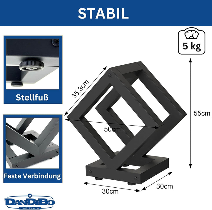 DanDiBo Kaminholzregal Innen Metall Schwarz Würfel Quadratisch 96606 Brennholzregal Holzaufbewahrung