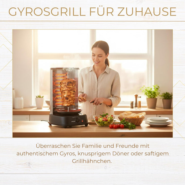 Syntrox Germany Chef Grill RO-2000W-21 L BSS Dönergrill Gyrosgrill Hähnchengrill mit Zubehör, mit Zu