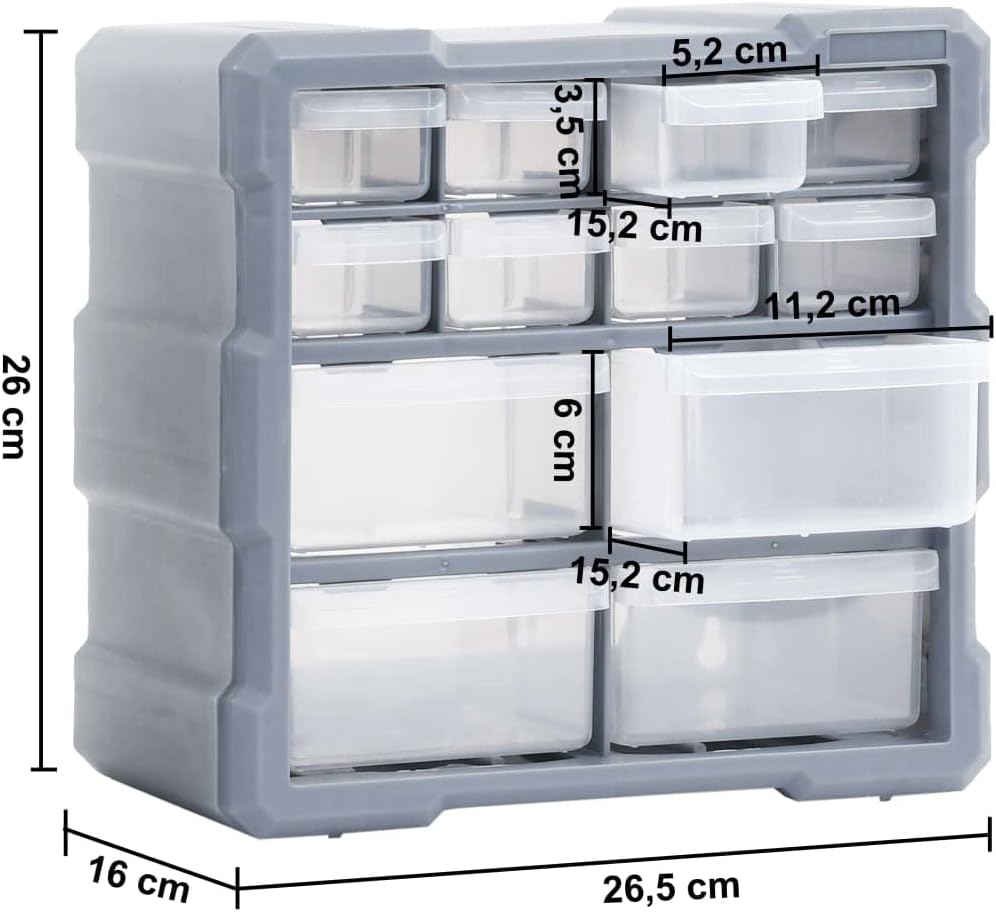 Multi-Schubladen-Organizer 2 Stk. 12 Schubladen 26,5x16x26 cm