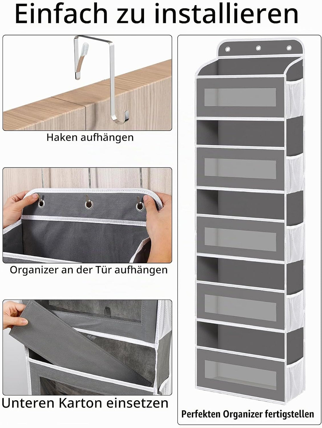 Hängeorganizer Tür mit 5 Fächern, Hängeregal mit Klarsichtfenster für Windeln, Kuscheltier Aufbewahr