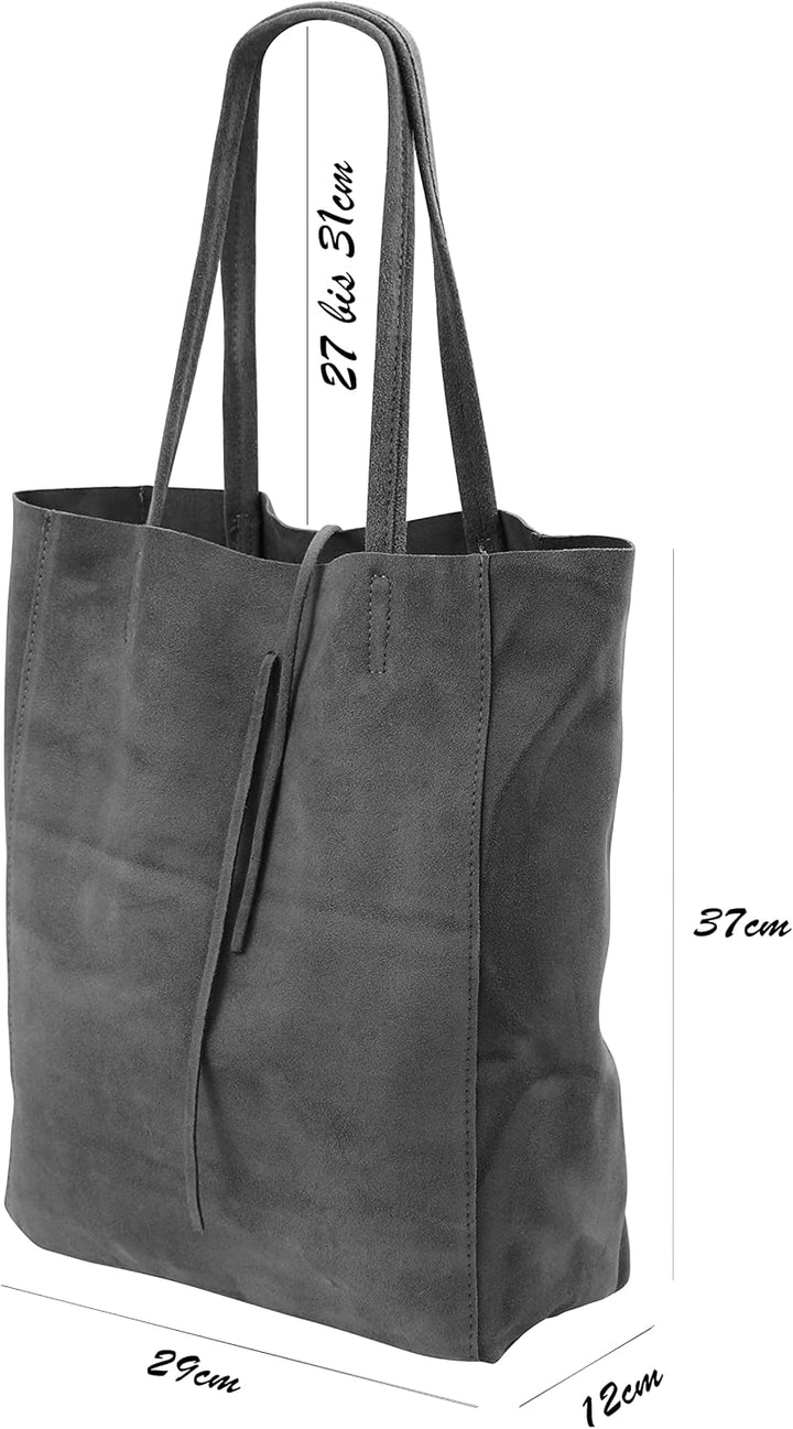 SH Leder ® Damen Echt Wildleder Shopper mit Innentasche in vielen Farben Schultertasche Henkeltasche