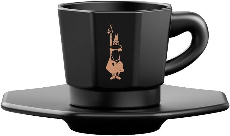 Bialetti Octagonal Cups, Set of 4 Cups, Matt Black and Rose Gold, 75 ml, RTATZ403