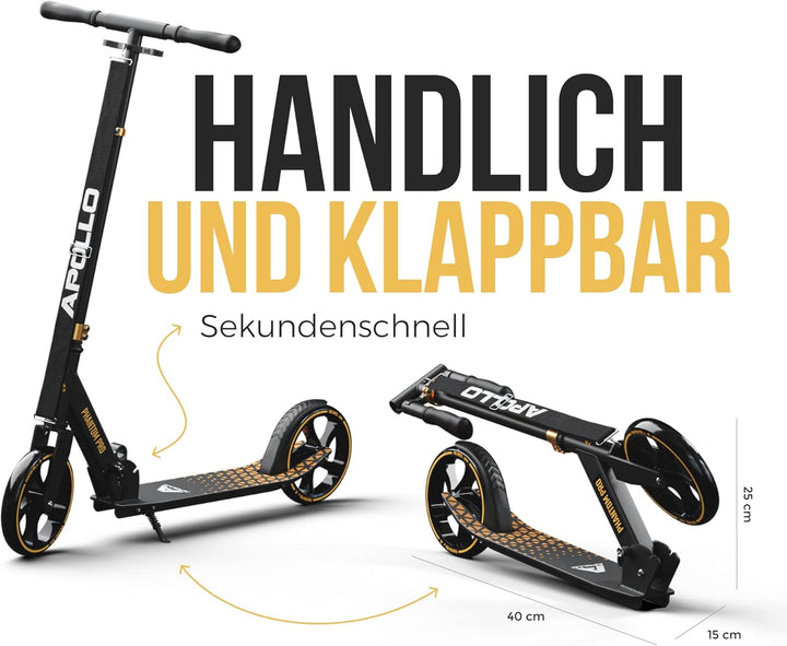 Apollo Phantom Pro City Scooter - XXL-Räder, faltbar, höhenverstellbar, Tretroller für Erwachsene, K