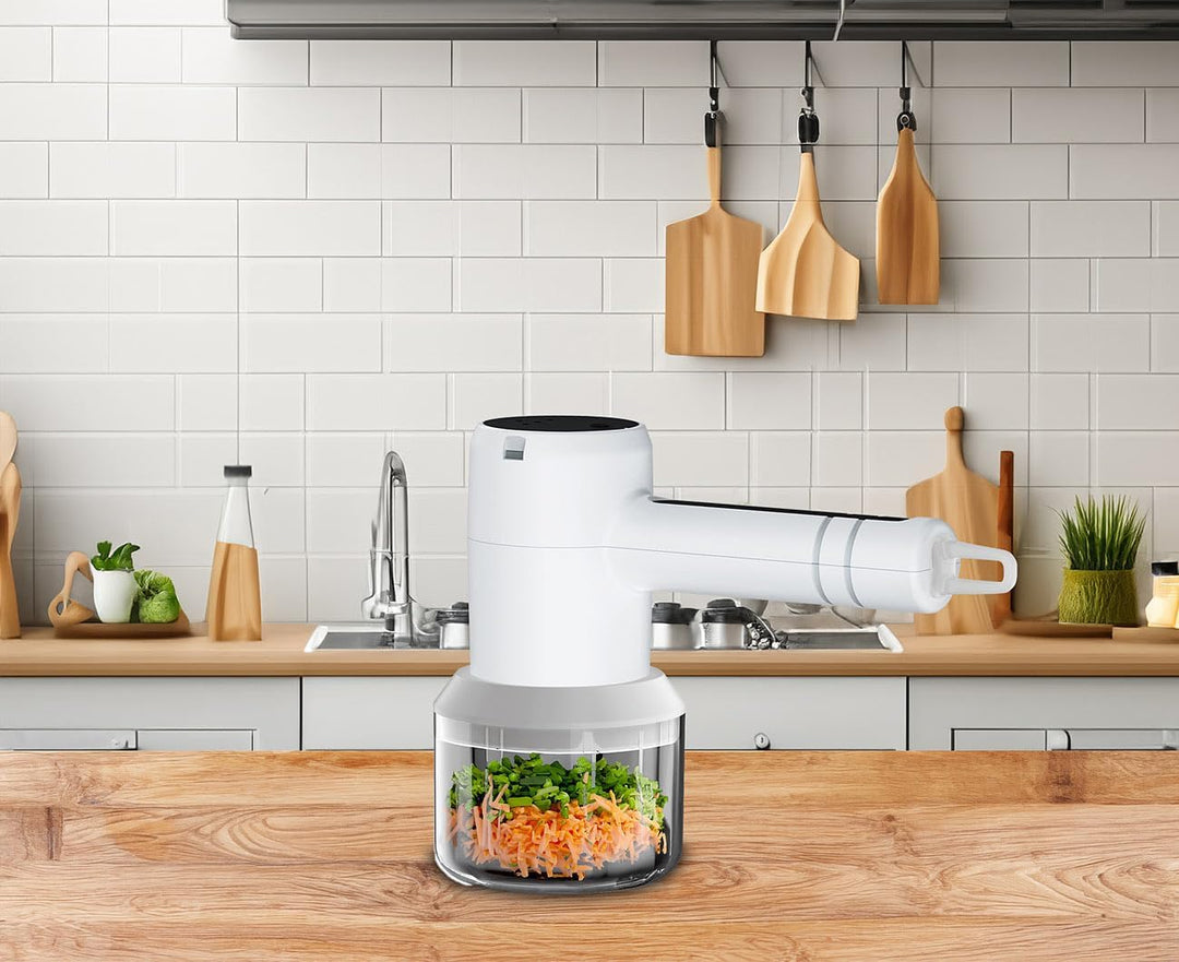 Rosenstein & Söhne Akku Mixer: 3in1-Akku-Handmixer, Zerkleinerer und Schneebesen, USB, 20 Watt (Hand