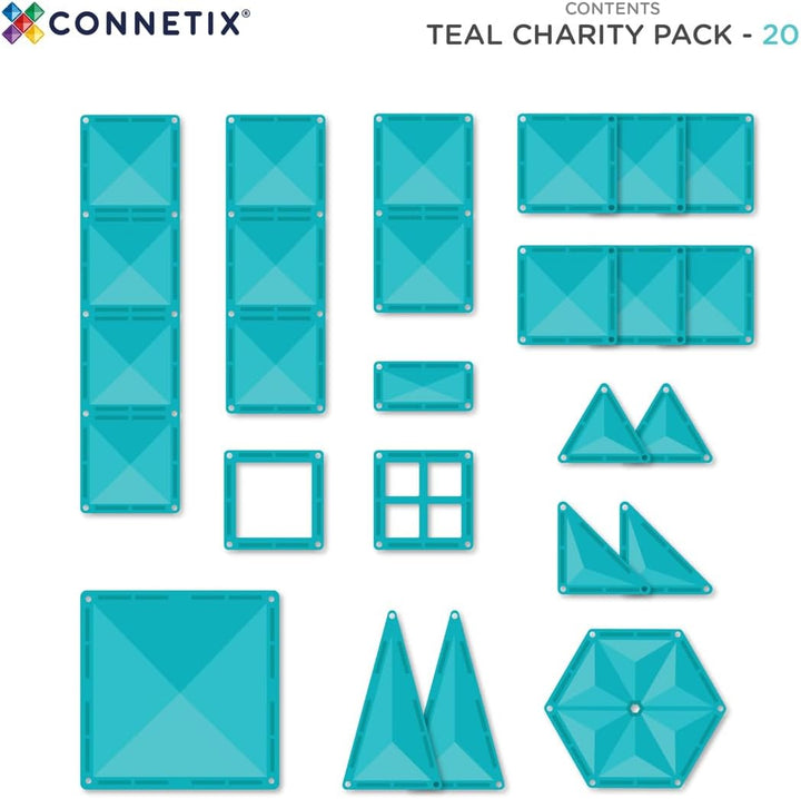 CONNETIX Magnetbausteine Charity Edition Teal Pack, 20 Stück