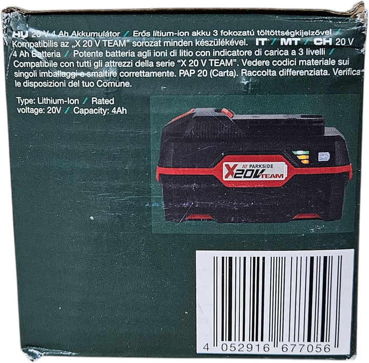 20V Lithium Ionen Akku, 4Ah Parkside XTEAM Serie