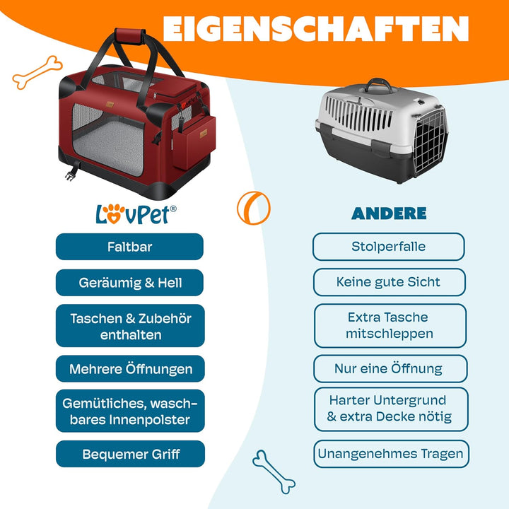 Lovpet® Transportbox Hund Katze Transporttasche XXXL 102x69x69cm | Hunde-Tragetasche Faltbare Katzen