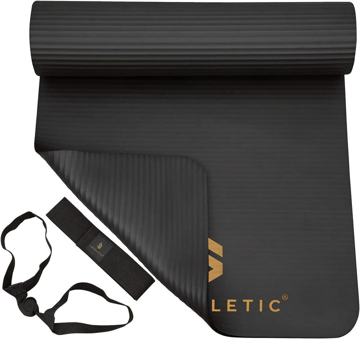 SUPERLETIC Yogamatte &amp; Gymnastikmatte - 0.8/1.0/1.5 cm Dicke,Sportmatte Rutschfest mit Tragegurt, Ha