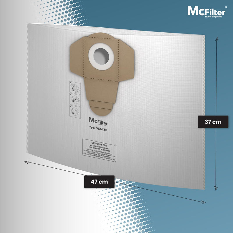 McFilter | 10 Staubsaugerbeutel 25l kompatibel für ALLE Einhell Staubsauger | geeignet für Einhell T