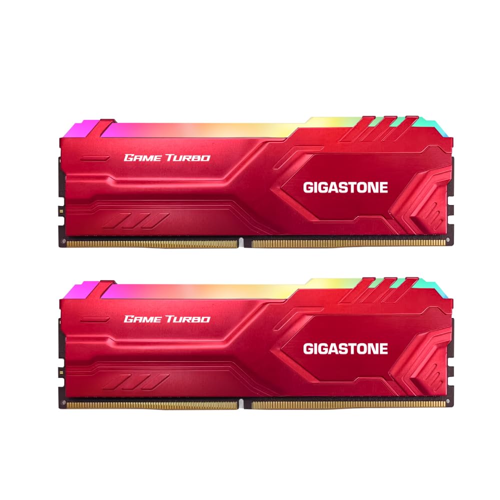 [RGB DDR4 RAM] GIGASTONE RGB Game Turbo (Red) Desktop RAM 16GB (2x8GB) DDR4 RAM 16GB DDR4-3200 MHz P