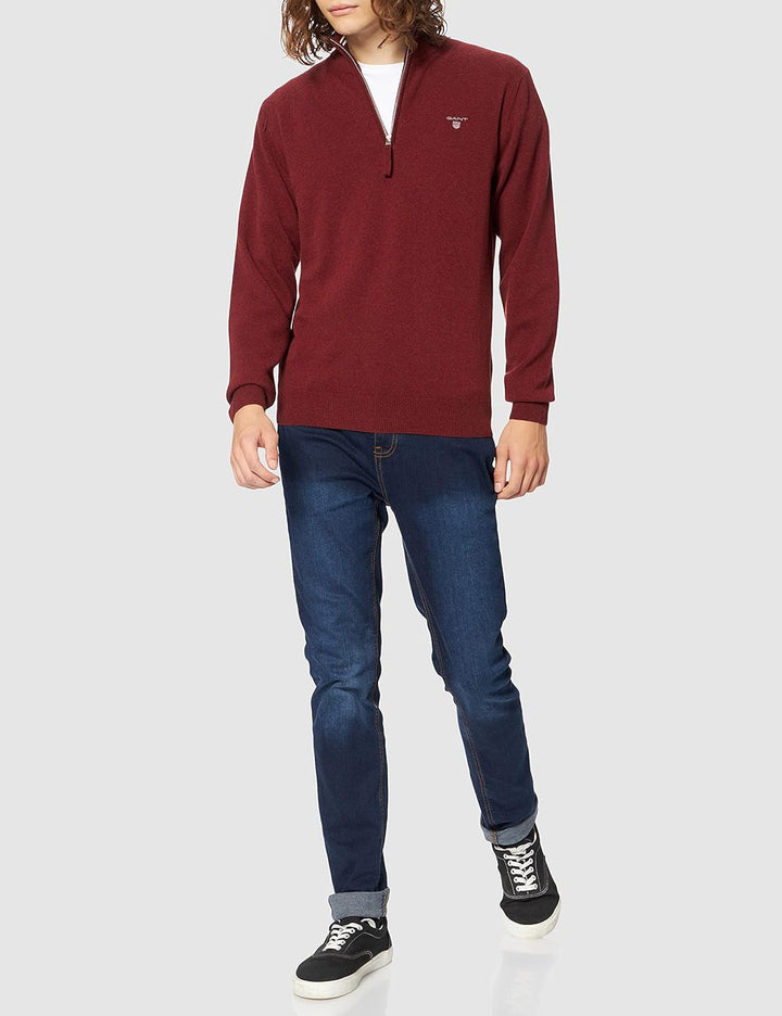 GANT Herren Superfine Lambswool Half Zip Strickjacke S Red Shadow, S Red Shadow