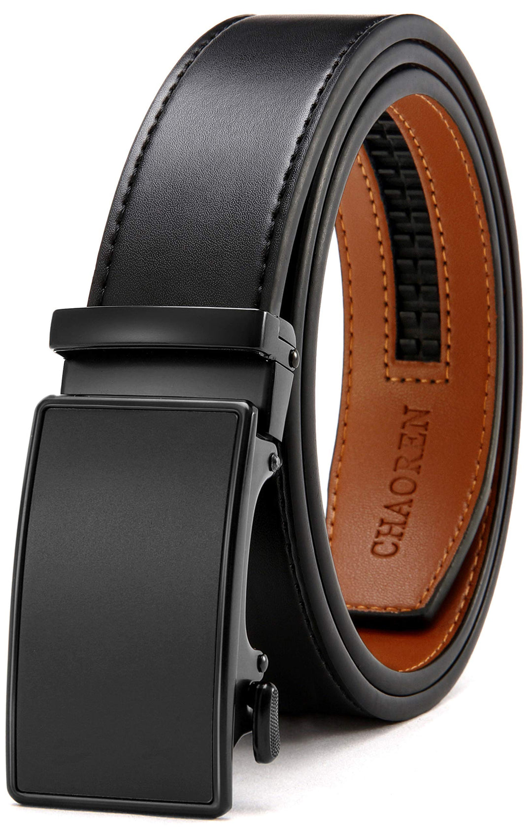 CHAOREN Gürtel Herren, Automatik Ledergürtel Herren 35mm ohne Löcher Taille 100-110cm (Gesamtlänge 1
