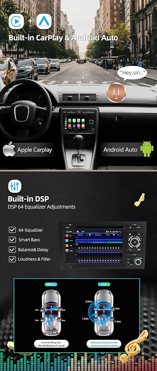 JOYX Android 12 Autoradio Passt für Audi A4/S4/RS4/Seat Exeo - [4G+64G] - Eingebaut DSP+Carplay+Andr