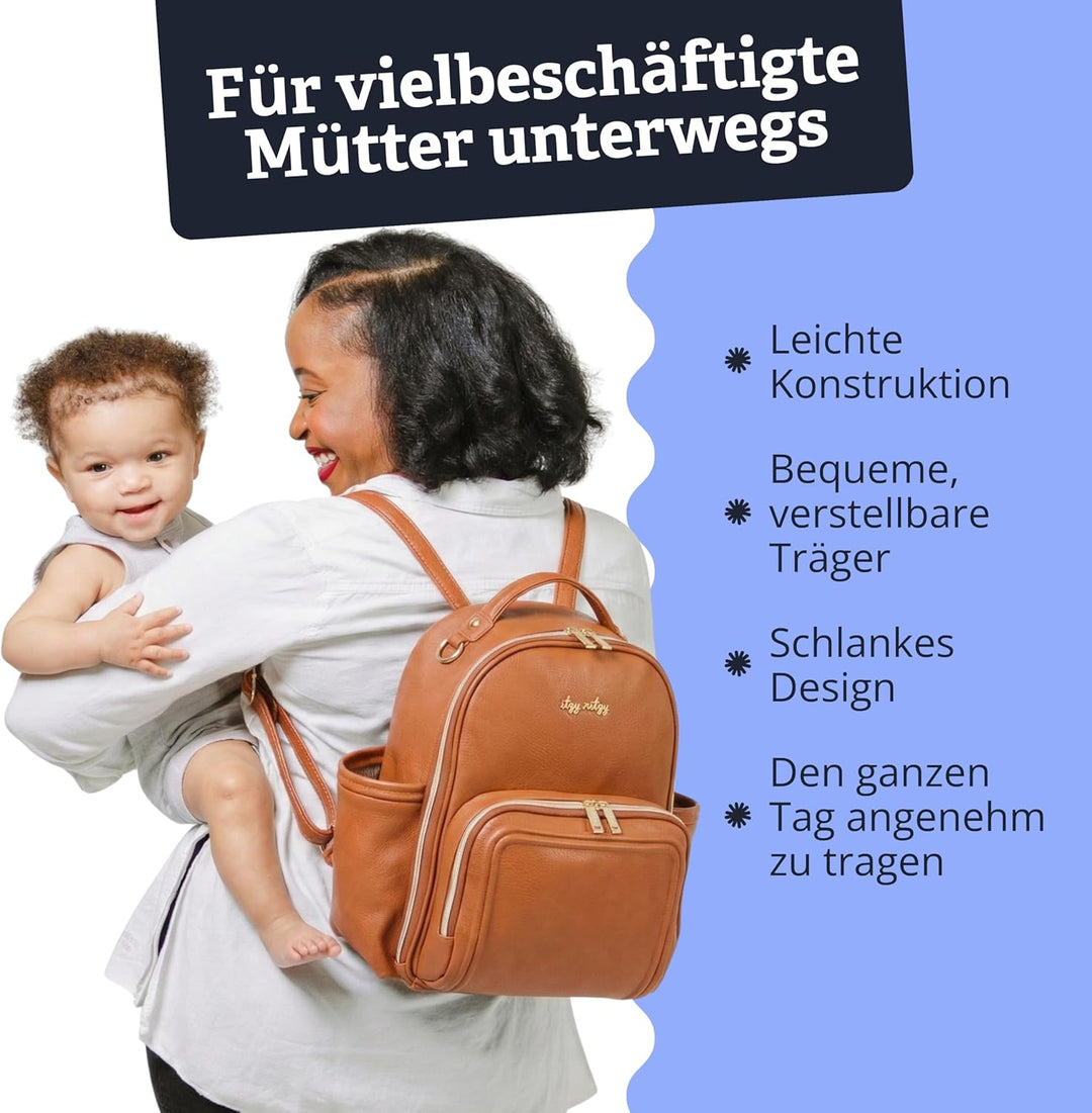 Itzy Ritzy Wickeltasche Mini Plus – Wickelrucksack klein für Mama & Papa, Baby Bag mit 10 Fächern, i