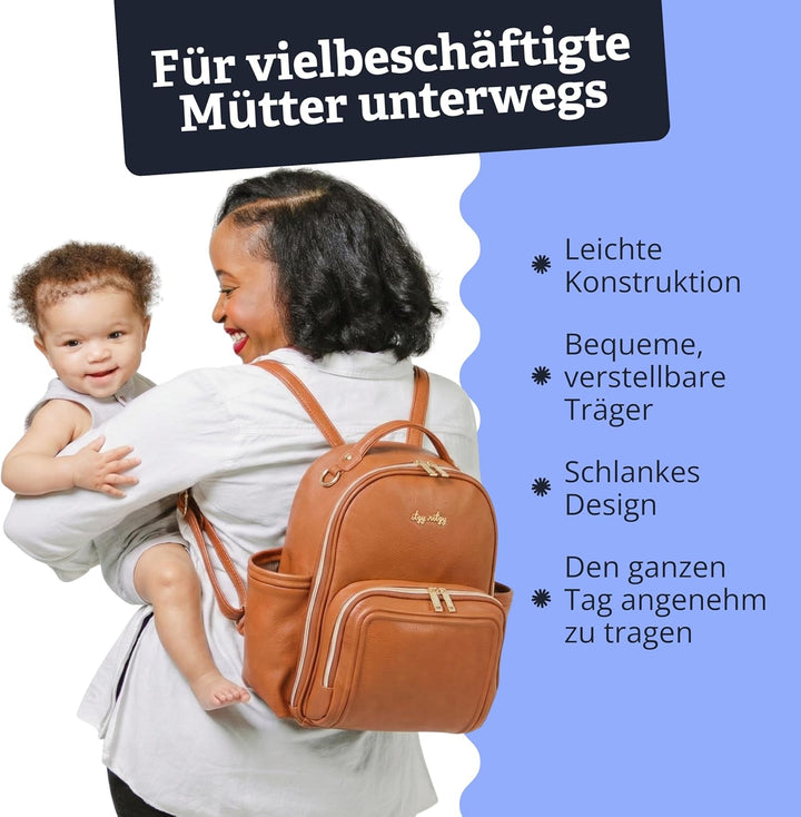 Itzy Ritzy Wickeltasche Mini Plus – Wickelrucksack klein für Mama & Papa, Baby Bag mit 10 Fächern, i