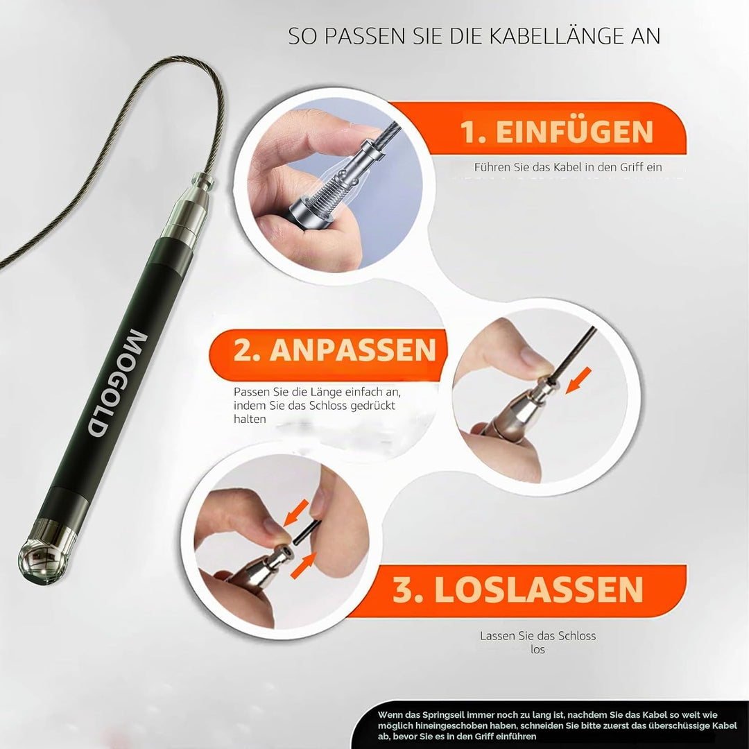 2-in-1 Speed Rope: 2mm for Boxing/MMA & 3mm for CrossFit - Tool-Free Adjustable Cable System with Du