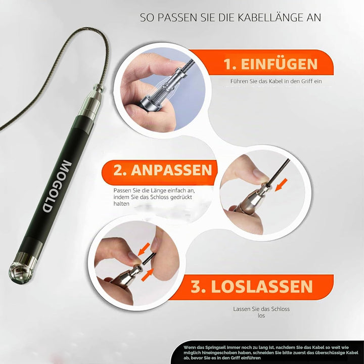 2-in-1 Speed Rope: 2mm for Boxing/MMA & 3mm for CrossFit - Tool-Free Adjustable Cable System with Du