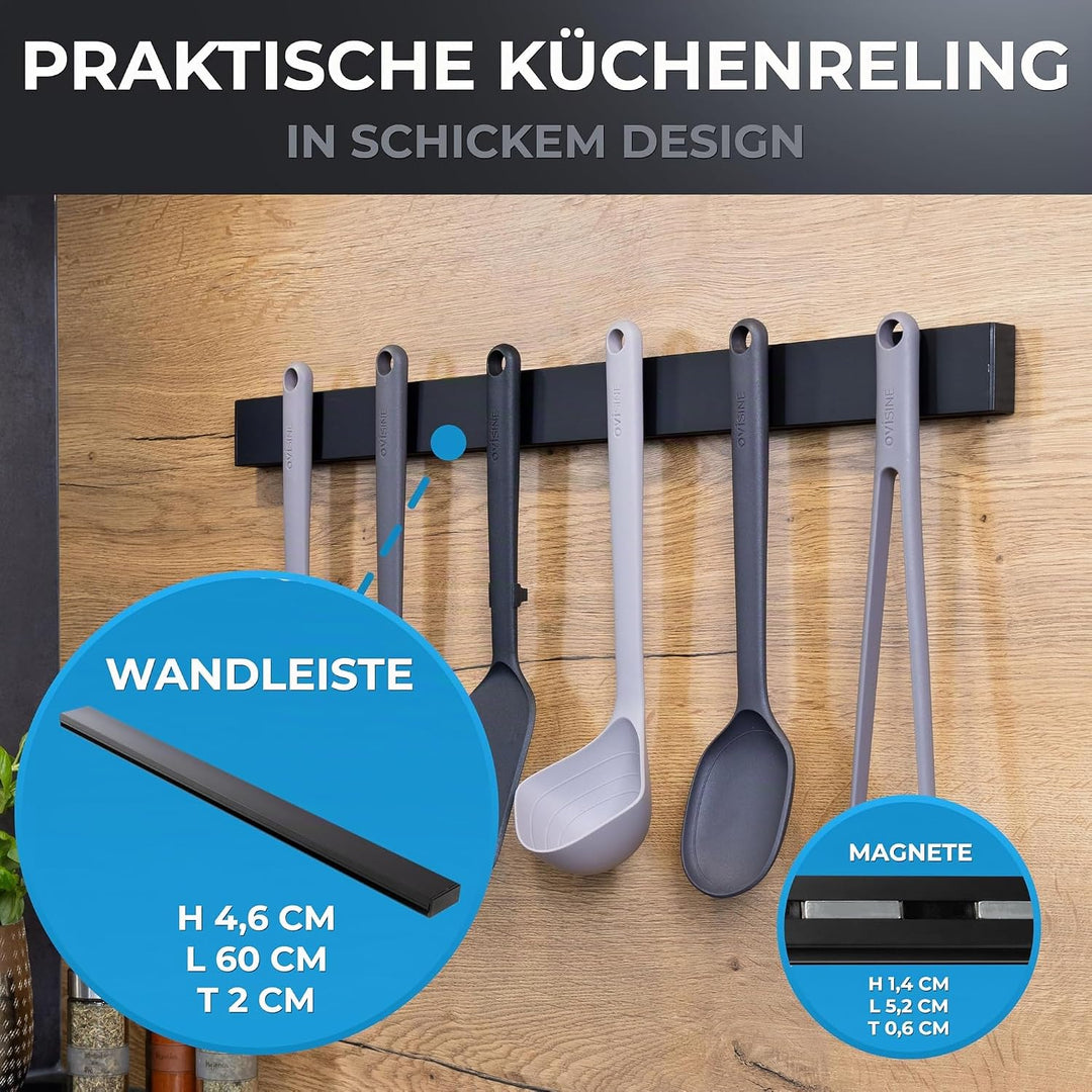 Küchenreling Orléans | schwarz | einzeln | pulverbeschichteter Edelstahl | zum Bohren und Kleben | f