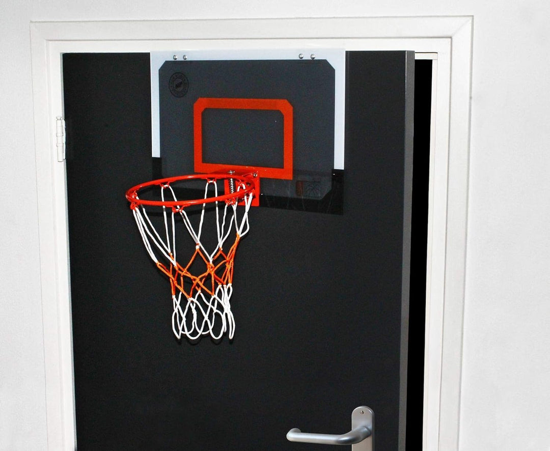 New Port Mini Basketballboard with Ring, Ball and Pump, Transparent/Black/Orange, one Size