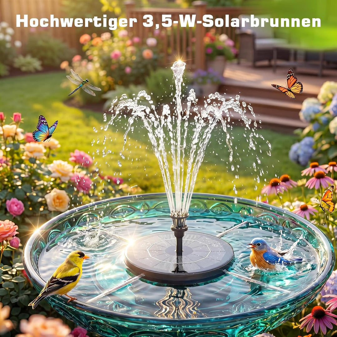 AISITIN Solarbrunnen für Draussen, Solar Springbrunnen für Aussen 3,5W Eingebaute 1500 mAh Akku mit