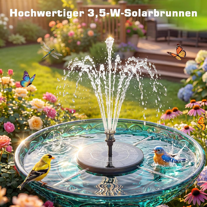AISITIN Solarbrunnen für Draussen, Solar Springbrunnen für Aussen 3,5W Eingebaute 1500 mAh Akku mit