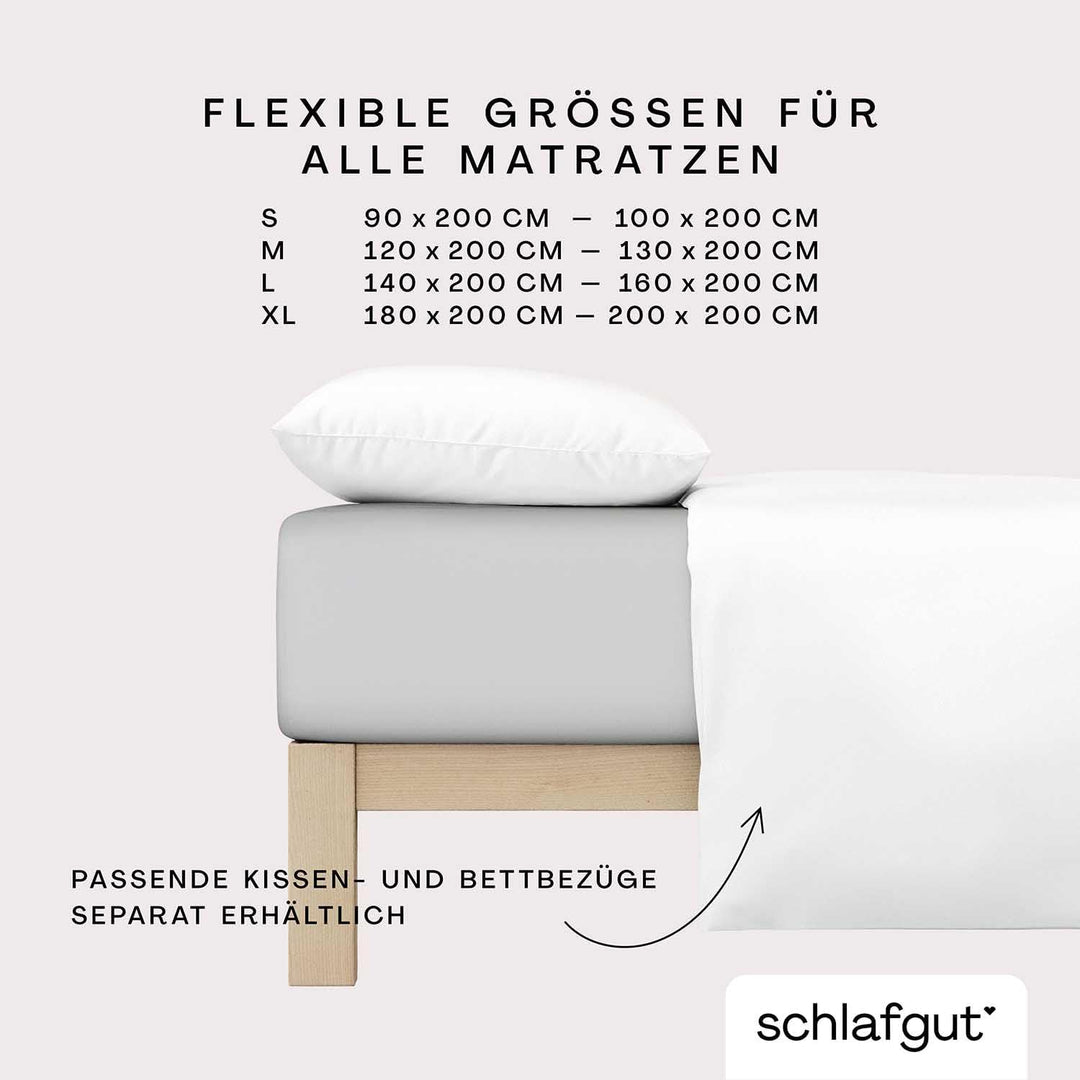 schlafgut Soft Contact Spannbettlaken bis 100x200cm, Grey Light aus 100% Biobaumwolle wärmend Gray L