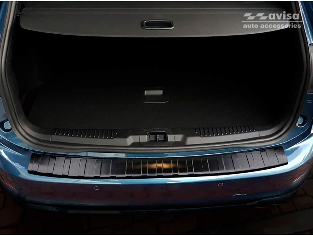 Avisa Schwarz Edelstahl Heckstossstangenschutz kompatibel mit Ford Focus IV Kombi 2018- 'Ribs'