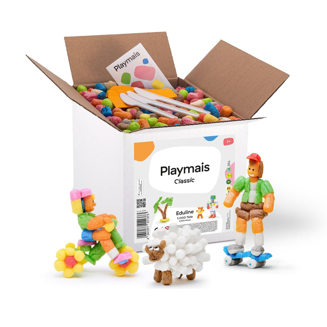 Playmais Eduline 1000 | 1000 Teile | Bastelset | natürliches Spielzeug | inkl. 3 Schwämmchen, 3 Bast