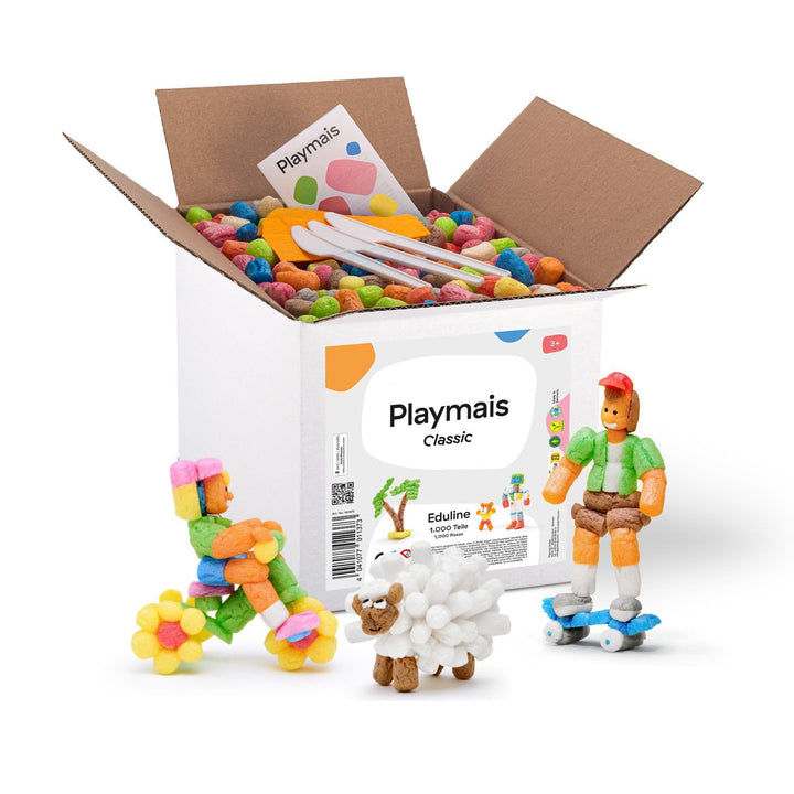 Playmais Eduline 1000 | 1000 Teile | Bastelset | natürliches Spielzeug | inkl. 3 Schwämmchen, 3 Bast