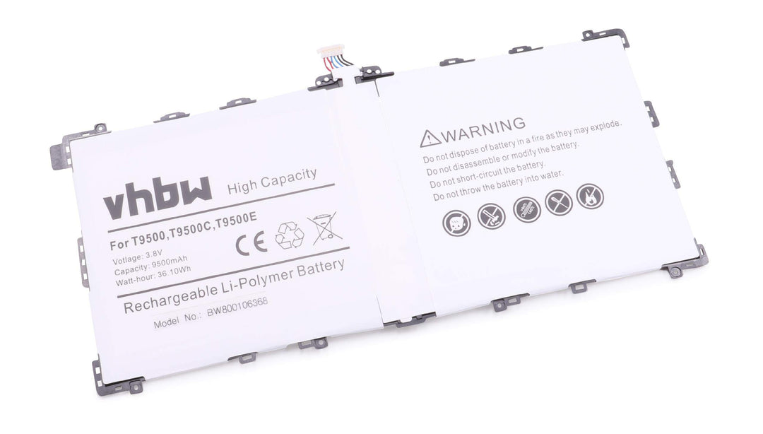 vhbw 1x Akku Ersatz für Samsung T9500, T9500C, T9500E für Tablet Pad (9500 mAh, 3,8 V, Li-Ion)