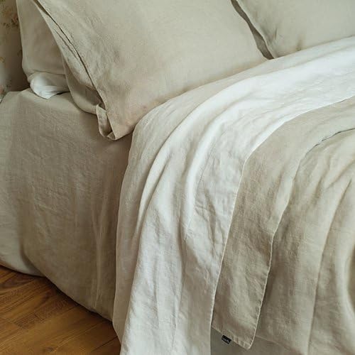 LinenMe 230 x 275 cm Vorgewaschenes naturfarbenes Leinen-Bettlaken 0299103, 230 x 275 cm