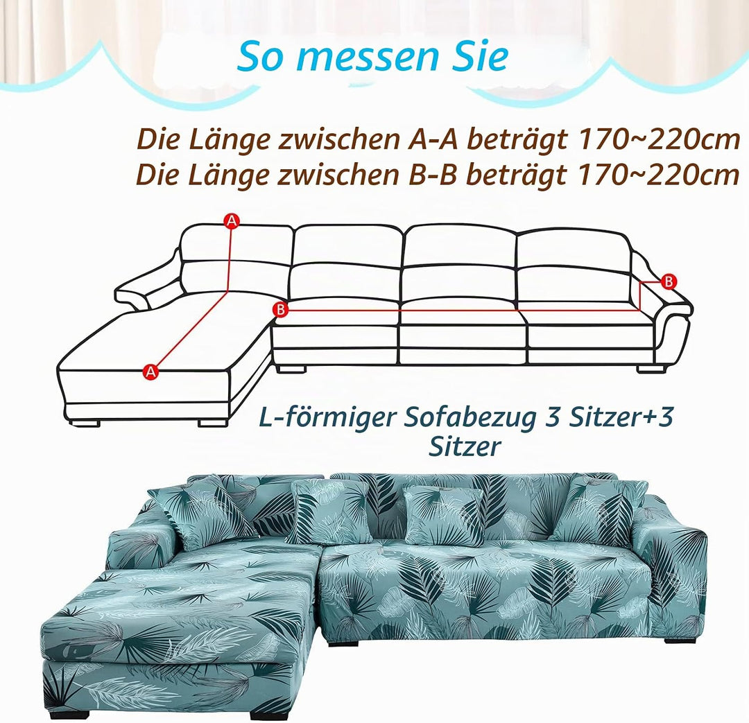 ShowyLive Sofa Überzug Ecksofa L Form Couch Überzug 2er Set Elastische Stretch mit 2 Stück Kissenbez