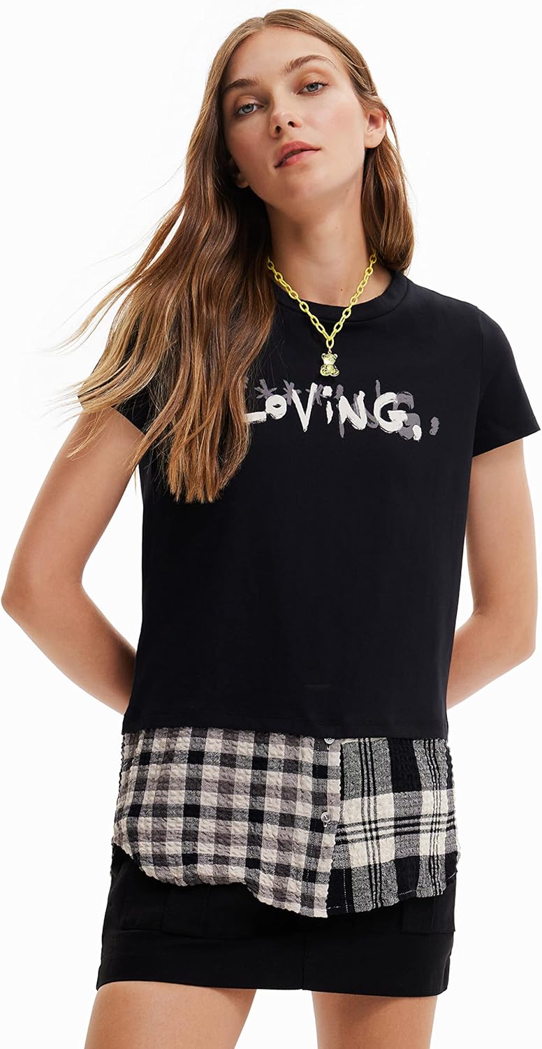 Desigual Damen Short Sleeve T-Shirt S Schwarz, S Schwarz