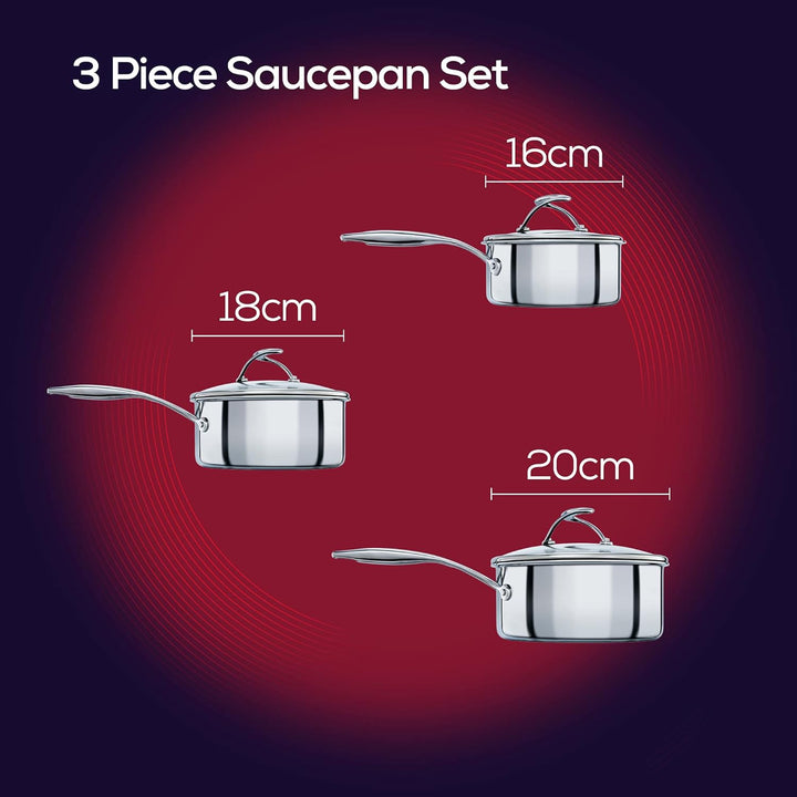 Circulon SteelShield Edelstahl Kochtopf Set Induktion - 3 Teilig Kochgeschirr Set 16/18/20 cm - Spül