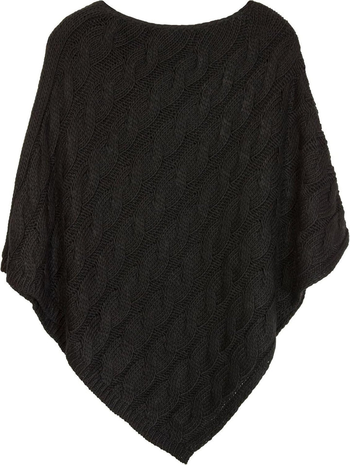 styleBREAKER Strick Poncho mit Zopfmuster, Rundhals Strickponcho, Grobstrick, Damen 08010040 Einheit