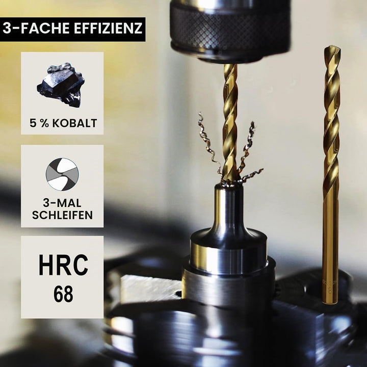 NORTOOLS 25 Stück HSS M35 Cobalt 5% Metallbohrer Bohrer DIN338 mit 135 °Split Point 1-13 mm x 0,5 mm