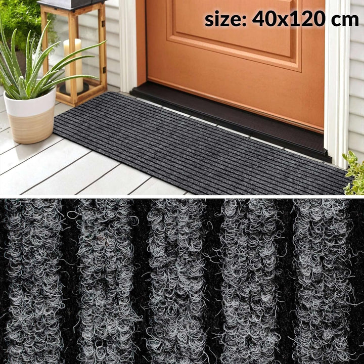 ANRO Schmutzfangmatte Mischa Grau 120 x 40 cm – rutschfeste Fussmatte für innen &amp; aussen | Türmatte