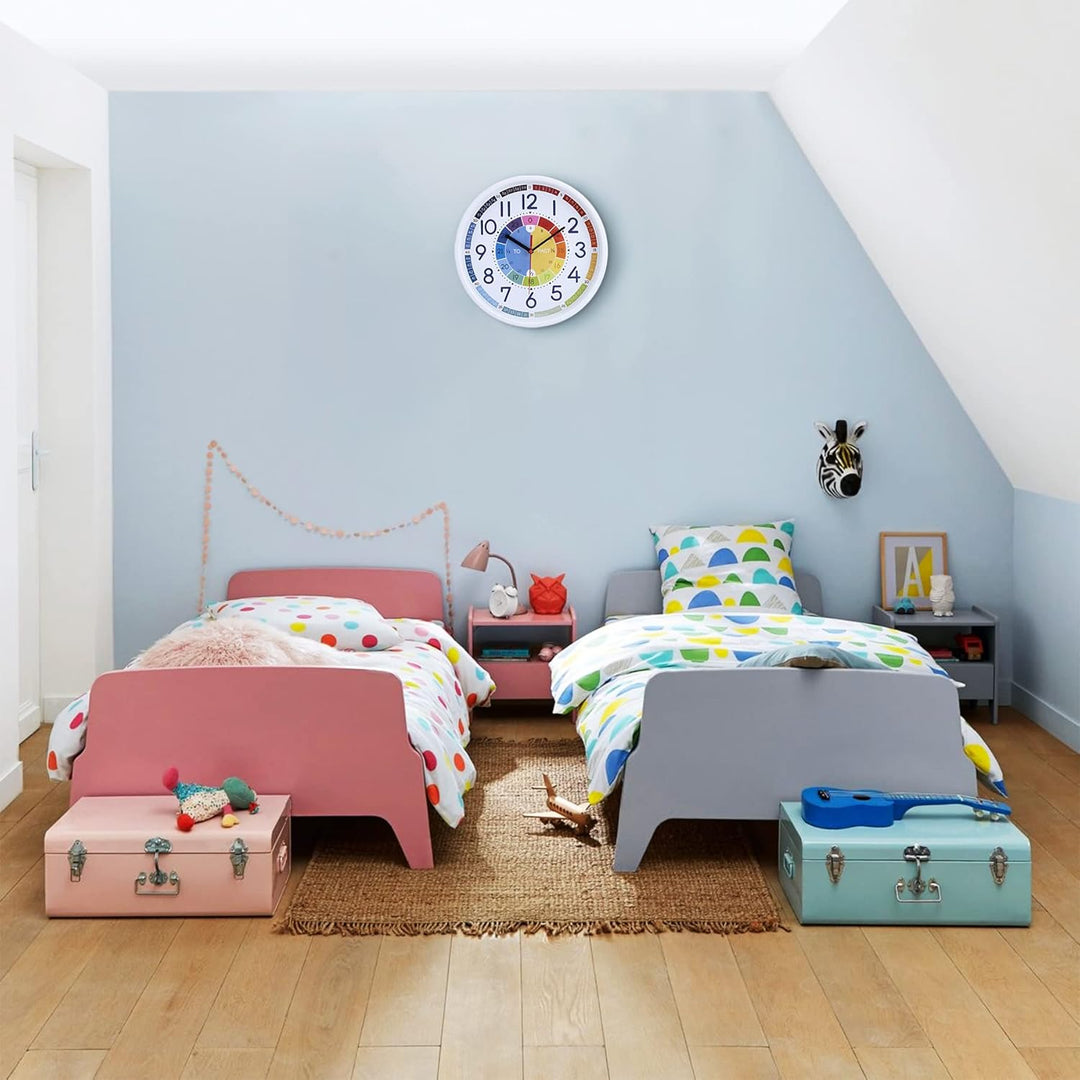 Lafocuse Lautlos Bunte Lernuhr für Kinder, Wanduhr für Jungen und Mädchen, Kinderwanduhr Ohne Ticken